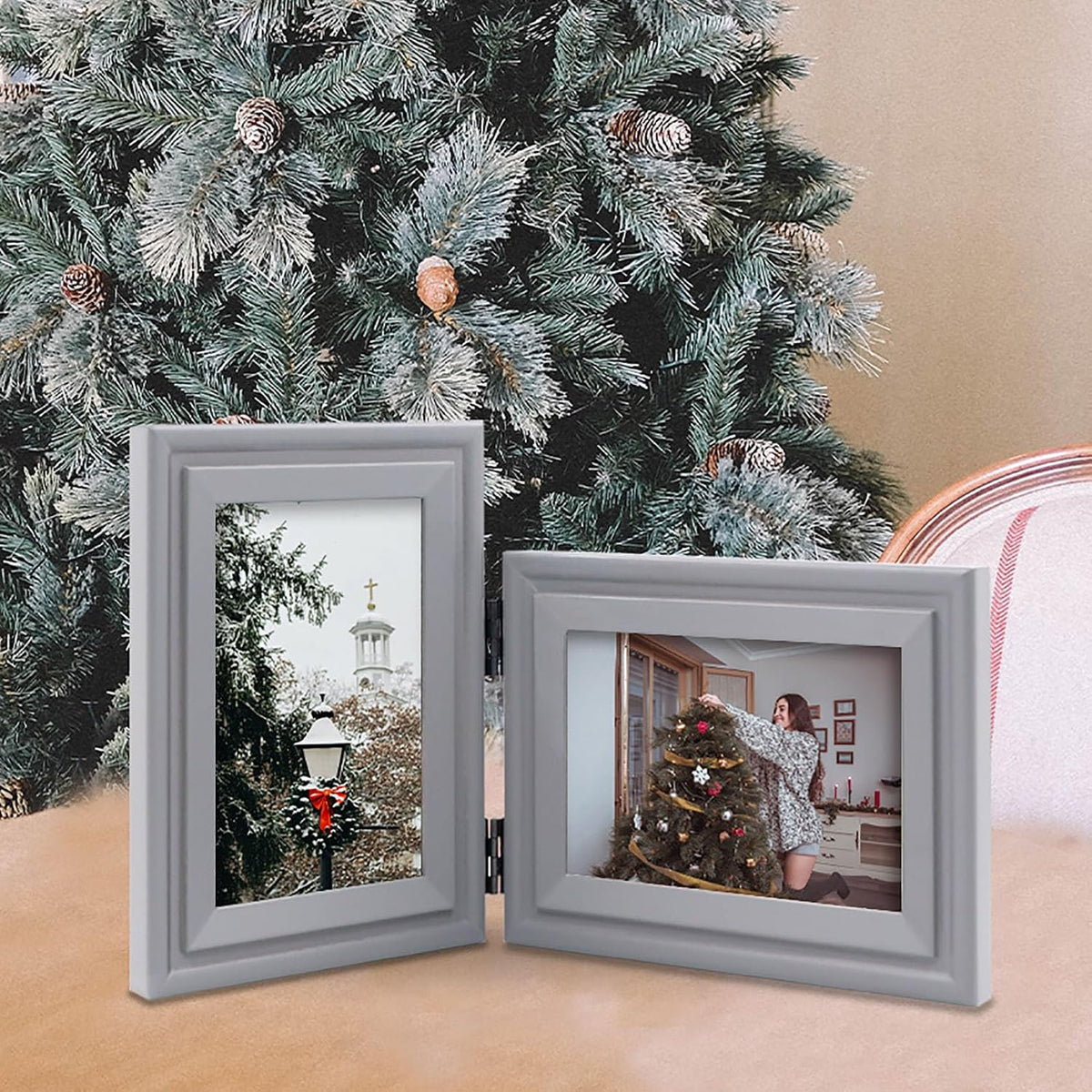 Double 5x7 Vertical Horizonta Frame, Grey Decorative Wood Frame
