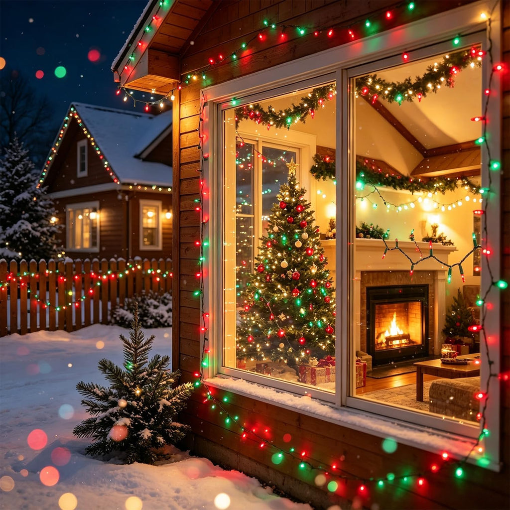 3Pack Red&Green Christmas String Lights, 100 Count Incandescent Mini Lights