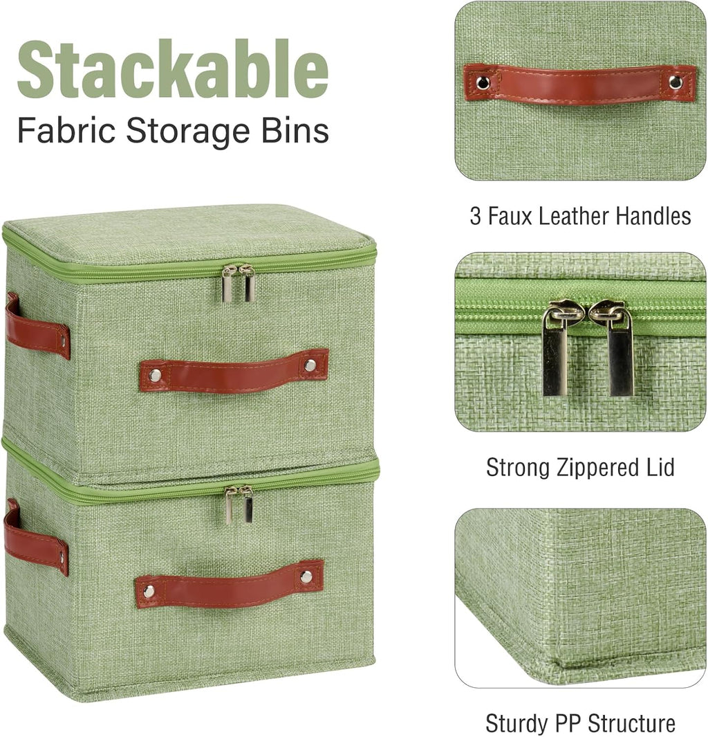 3PCS Storage Bins Boxes with Zippered Lid Decorative Baskets
