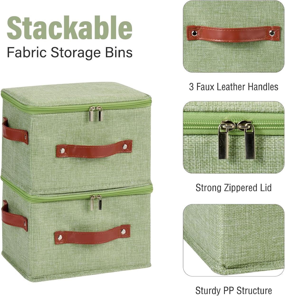 3PCS Storage Bins Boxes with Zippered Lid Decorative Baskets