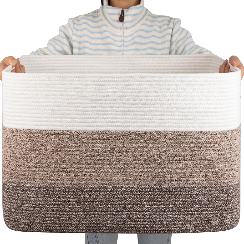 OIAHOMY 108L Extra Large Blanket Basket Dog Toy Basket radient Dark Brown