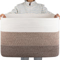OIAHOMY Blanket Basket Laundry Basket Dog Toy Basket 108L Dark Brown