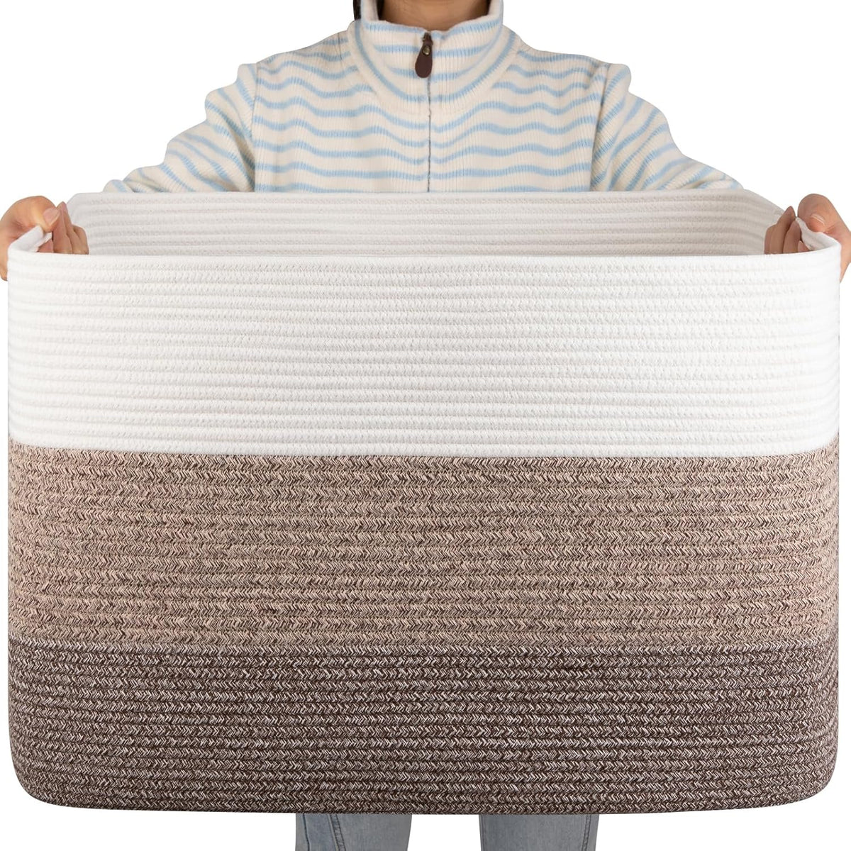 OIAHOMY Blanket Basket Laundry Basket Dog Toy Basket 108L Dark Brown