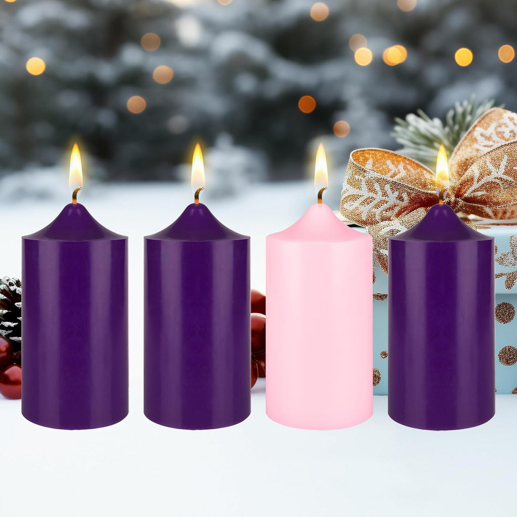 Mega Candles Unscented Advent Bell Top Pillar Candle Set 4 ct 3" x 6"