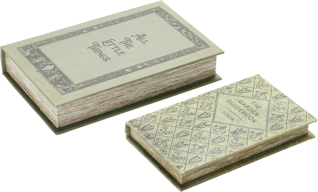 Creative Co-Op MDF & Canvas Book Storage Boxes, Set of 2 All The Little Things