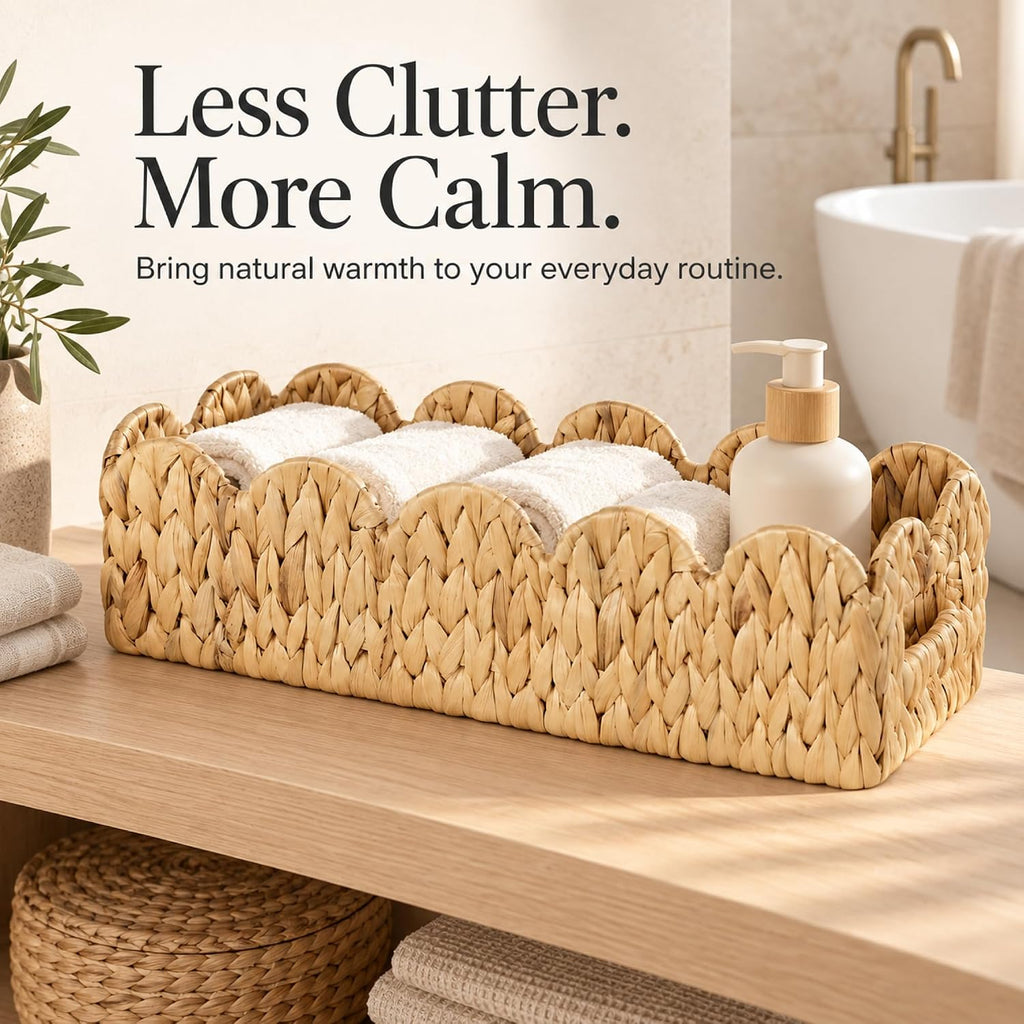 Toilet Paper Storage Basket, Scalloped Back of Toilet Basket