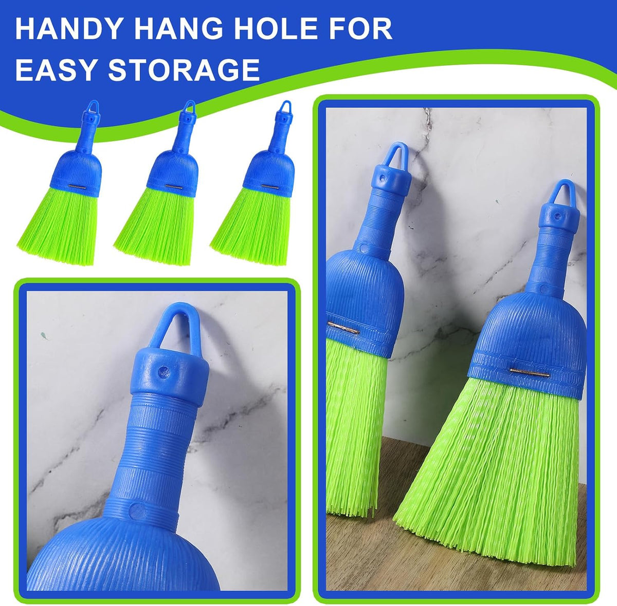 5 Pcs Whisk Broom Poly Fiber Handheld Brush Hand Broom Outdoor Broom Car Broom with Hang Hole for Cleaning Indoor Porches Floors Decks Driveways Dirt Dust
