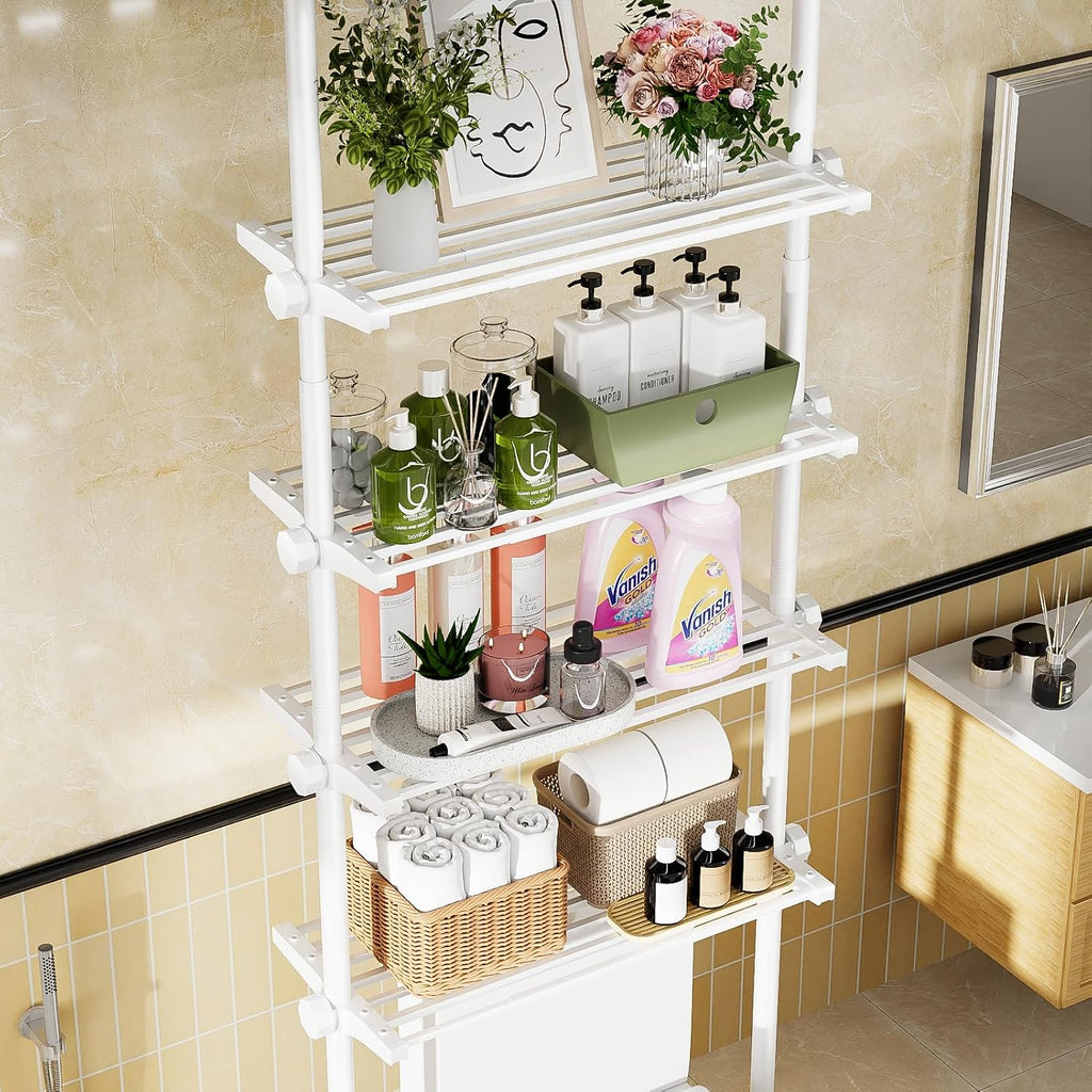 Over The Toilet Storage Shelf No Drill 4-Tier Adjustable Bathroom Organizer