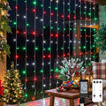 suddus 300LED Red White and Green Christmas Curtain Lights
