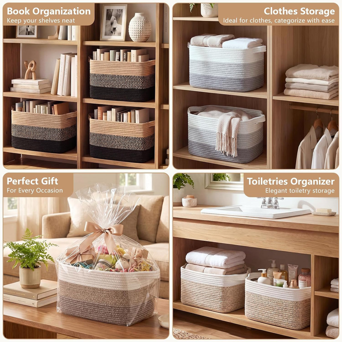 OIASKET Storage Basket for Organizing 3 Pack, Woven Baskets for Storage