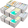 12 Pack Baby Clothes Organizer for Nursery Drawer - Foldable Fabric Dresser Dividers & Storage Bins for Diapers, Onesies, Accessories - Mydou Tidy Grey Heart Decorative Organizers