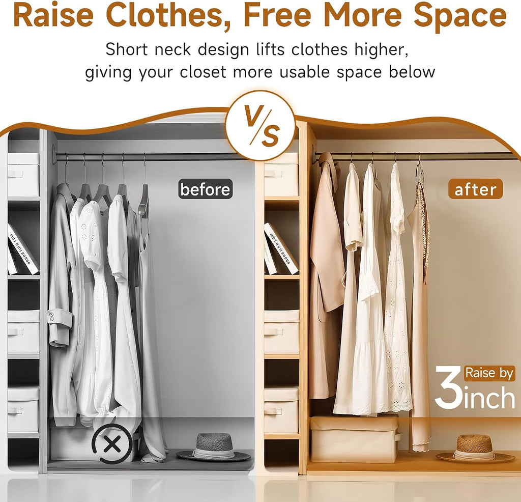 Sishynio 20 Pack White Short Neck Plastic Clothes Hangers, Slim, Non-Slip