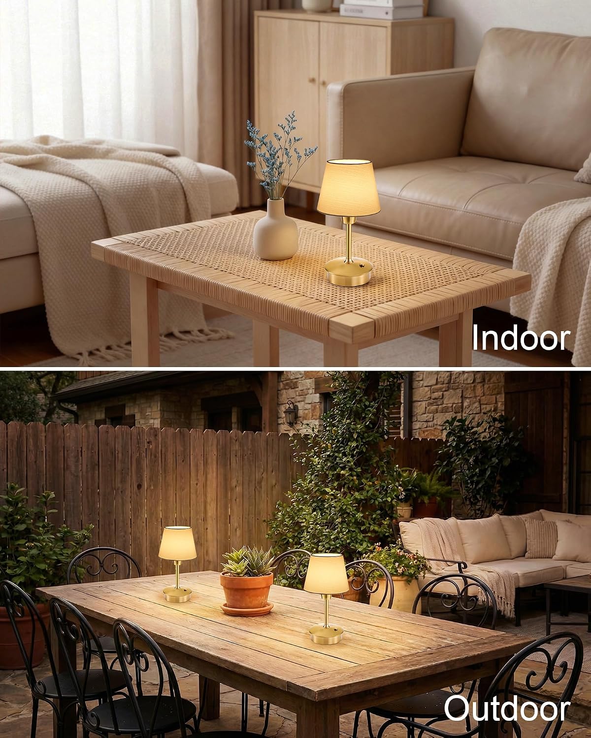 UMEXUS 9.8'' Small Cordless Table Lamp, 5200mAh Battery Operated Touch Lamp