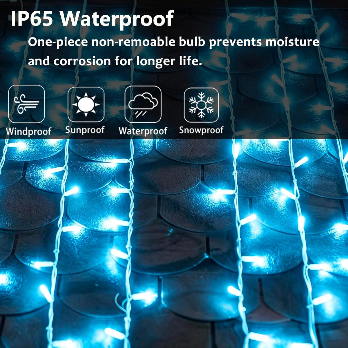 50 Counts Aqua LED Christmas Lights, 50ft Commercial Grade Outdoor String Lights - Waterproof UL Certified White Wire with 5mm Wide Angle Bulbs for Christmas Tree, Indoor & Outdoor Decor