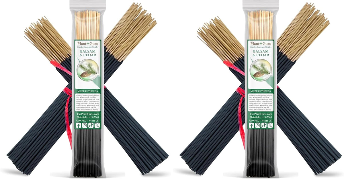Balsam and Cedar Incense Sticks 11" - 1 Bundle 85 to 100 Sticks - Smooth and Clean Long Burn Time, 45 to 60 Minutes. (Pack of 2)