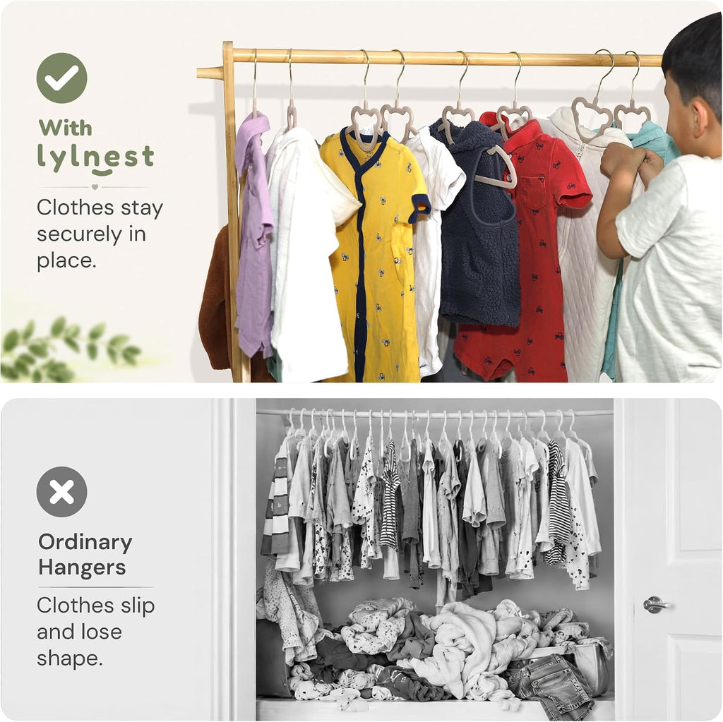 Kids Velvet Hangers with Clips, 50 Pack for Toddler to Youth