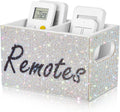 MotiMind Rhinestone Remote Control Holder,Desk Accessories for Gift, White