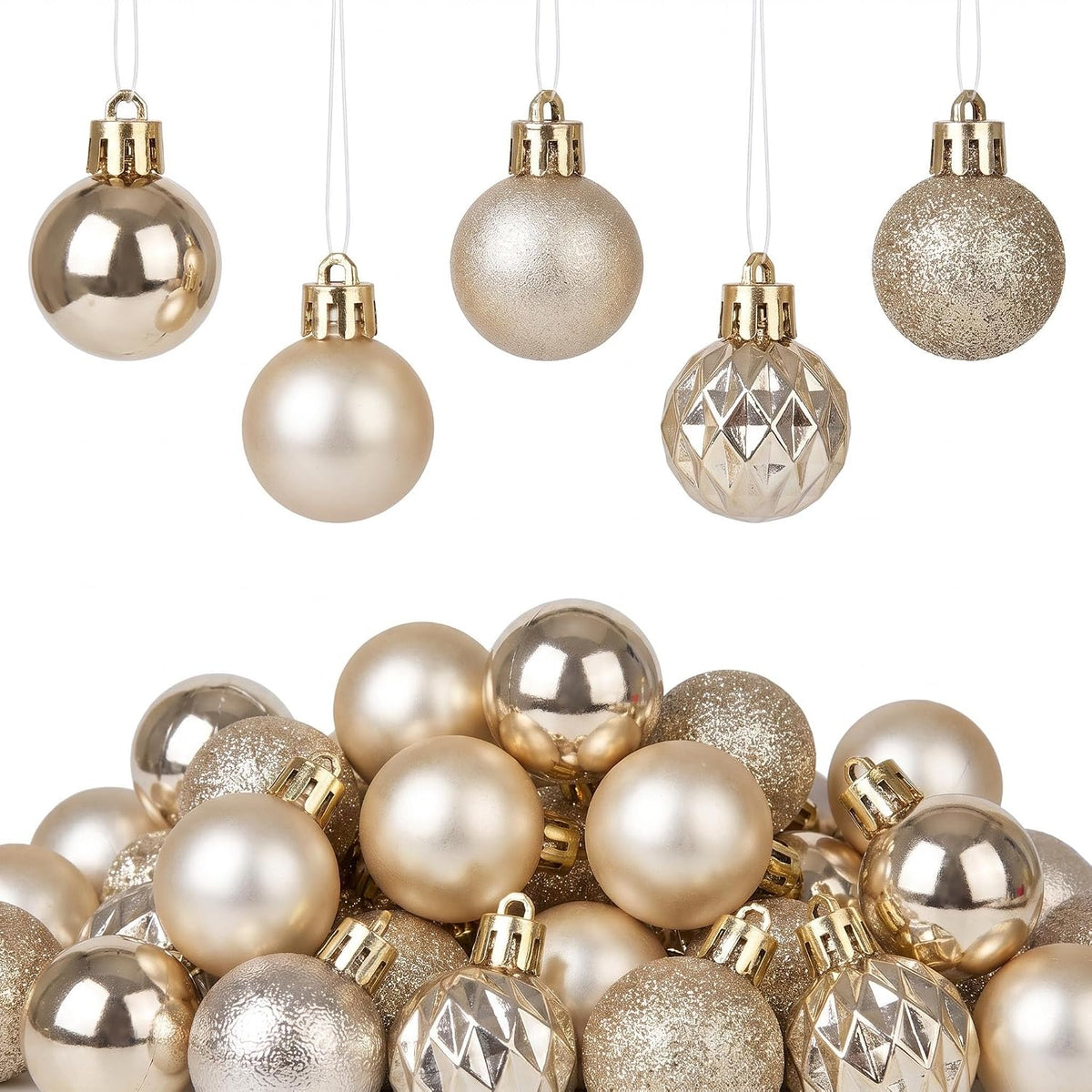 HipTree 30ct 1.18" Champagne Gold Mini Baubles Xmas Halloween Tree Decor