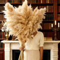 12 Stems 46" Tall Pampas Grass Decor Extra Fluffy Natural Dried Flowers