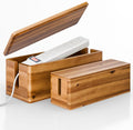 TIDITA Set 2 Sizes Wooden Cable Management Box Round Edge, Magnetic Lid