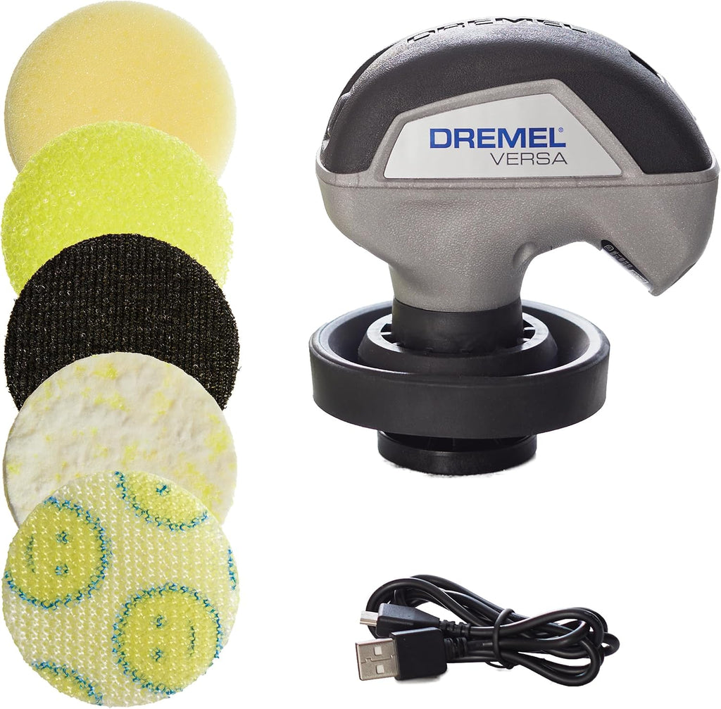 Dremel Versa Power Scrubber Kit with 5 Scrub Daddy Cleaning Sponge Pads - Waterproof Cordless Electric Spin Scrubber, High Speed, Multi-Surface Cleaning for Kitchen, Household, and Bathroom, PC10-07