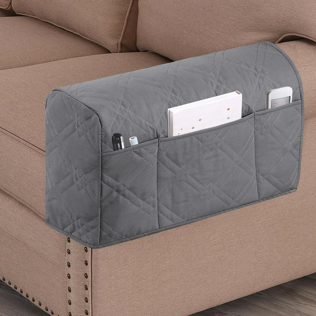 2-Pack Waterproof Armrest Covers for Couches & Chairs – Anti-Slip Furniture Protectors with Side Pockets, Washable Sofa Arm Covers, Universal Stretch Fit (Fits Most Armrests) (Dove)
