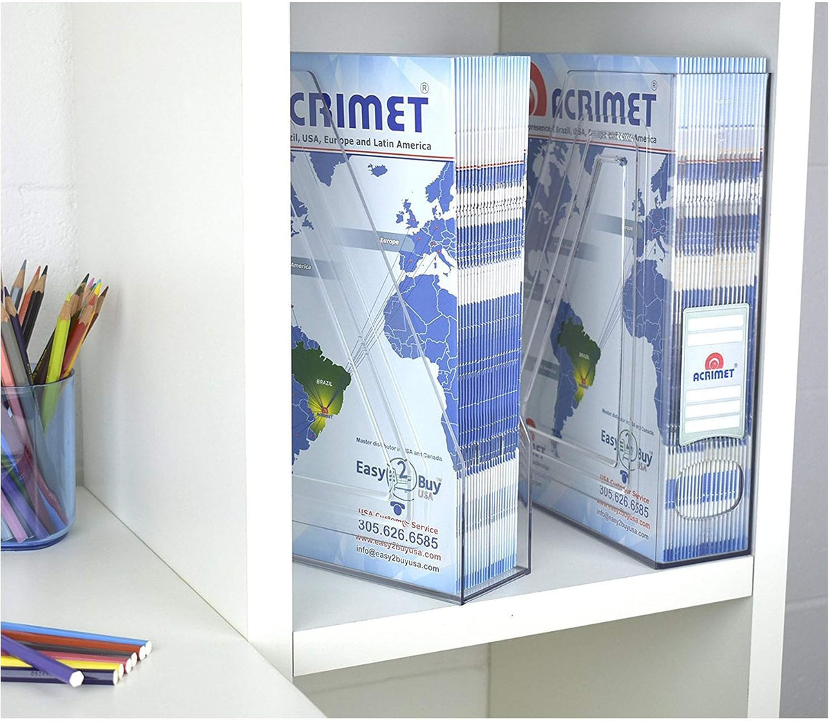 Acrimet Magazine File Holder, Vertical Desk Organizer, Clear, 2 Pack
