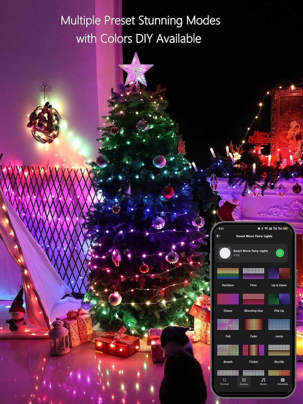 BrizLabs Smart Fairy String Lights, 100 LED Color Changing Christmas Lights