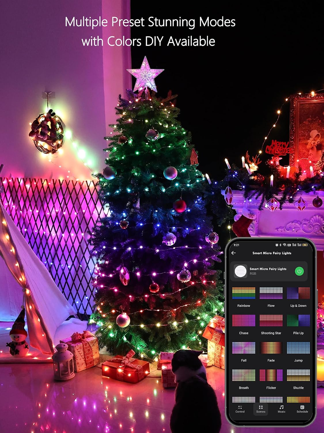 BrizLabs Smart Fairy String Lights, 100 LED Color Changing Christmas Lights