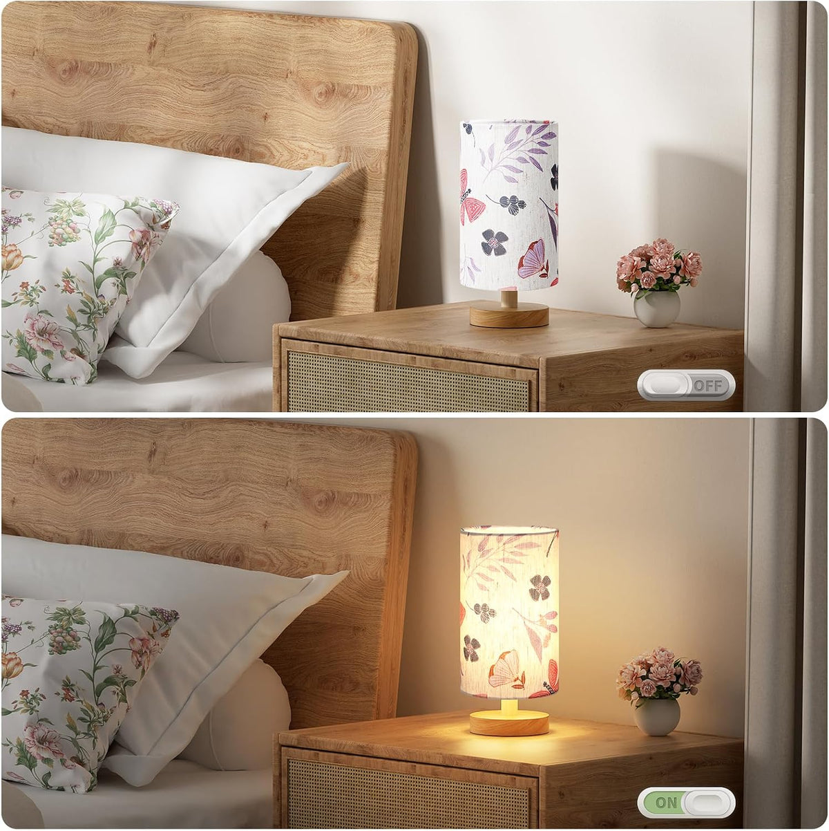 Fenmzee Small Table Lamps (Butterfly Cream Shade, 9" Inline Control)