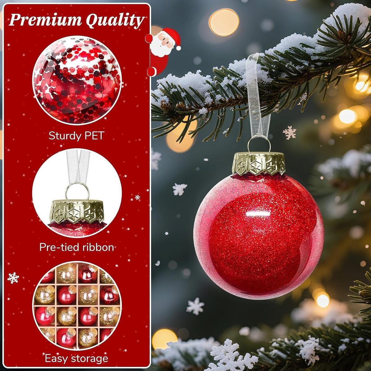 16 Piece Christmas Ball Ornaments Set, Clear Unbreakable Tree Decor