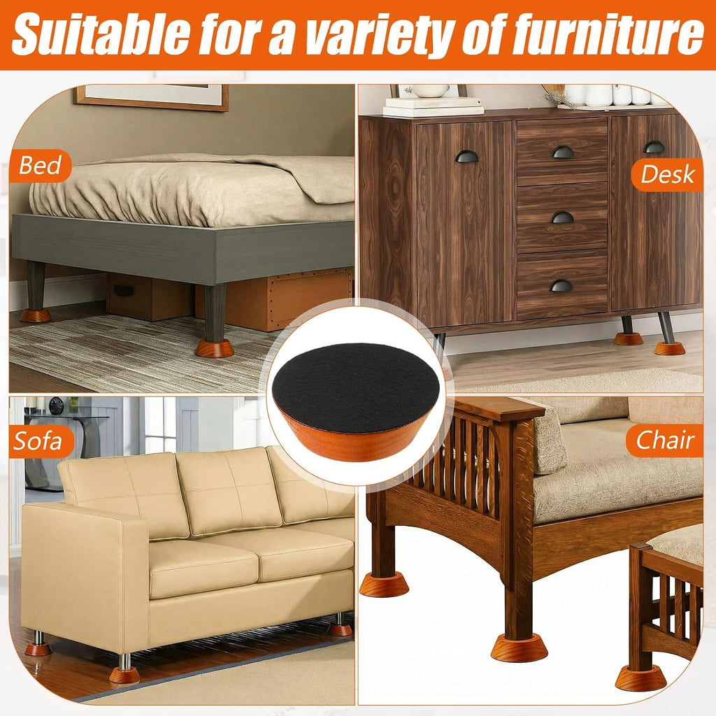 Novabright Set of 8 Solid Wood Furniture Risers Bed Risers Heavy Duty Round Furniture Height Extenders Lifts with Non-Slip Recessed Hole for Bed, Sofa, Chair, Table (1" Hight,Light Brown Color)