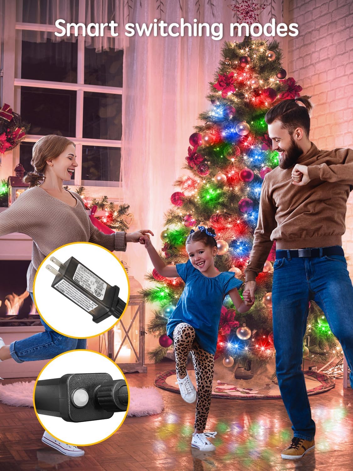 ROOR 300FT 1000 LED String Lights Outdoor, Christmas Tree Lights Multicolor with Remote Control, 8 Modes Fairy Light Plug in Outside IP65 Waterproof for Backyard Porch Party Wedding