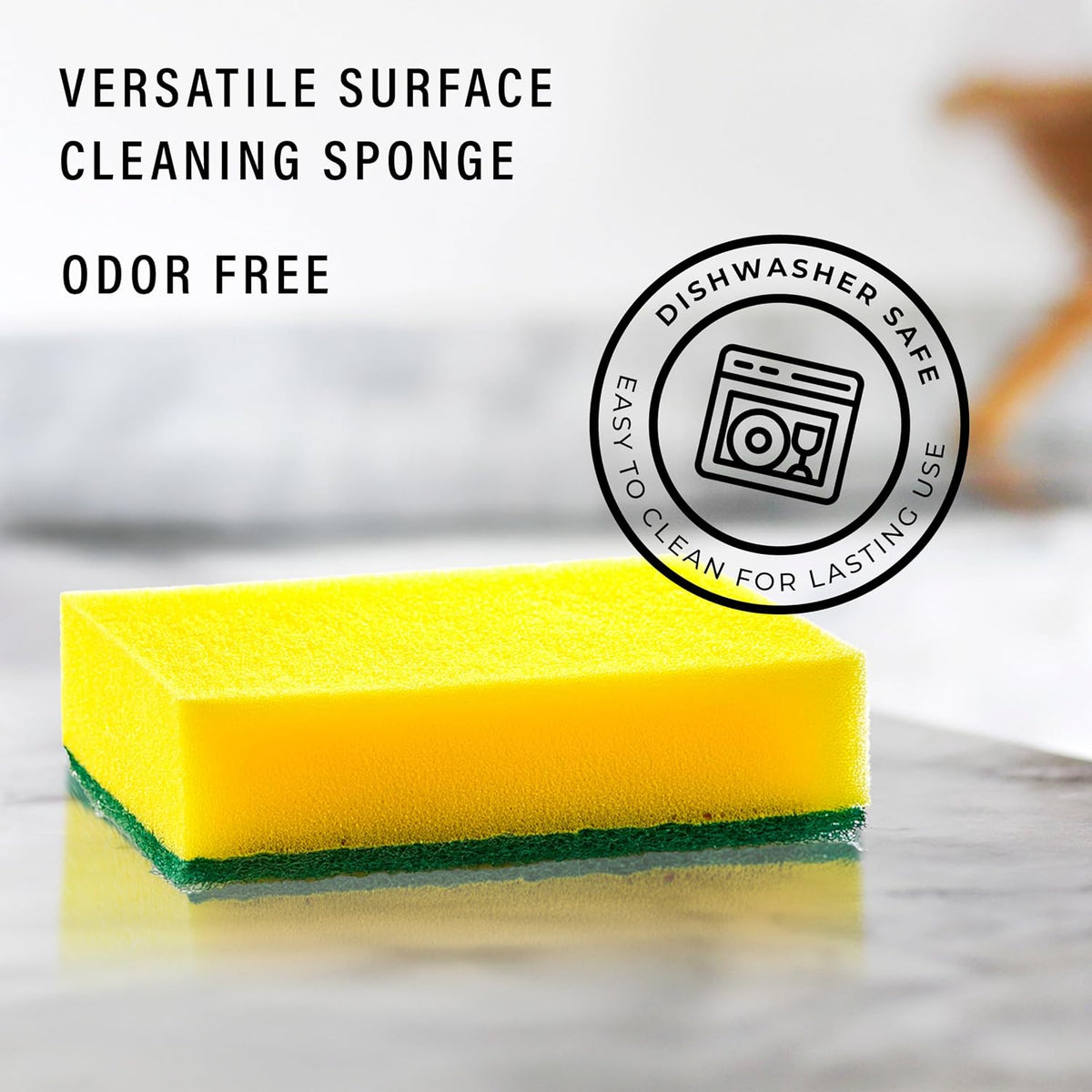 DecorRack 80 Kitchen Scrub Sponges, Heavy Duty Bulk Pack, Yellow