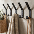 Decorative Coat Hooks Set of 5 for Wall Mount - Sturdy Black Metal Double