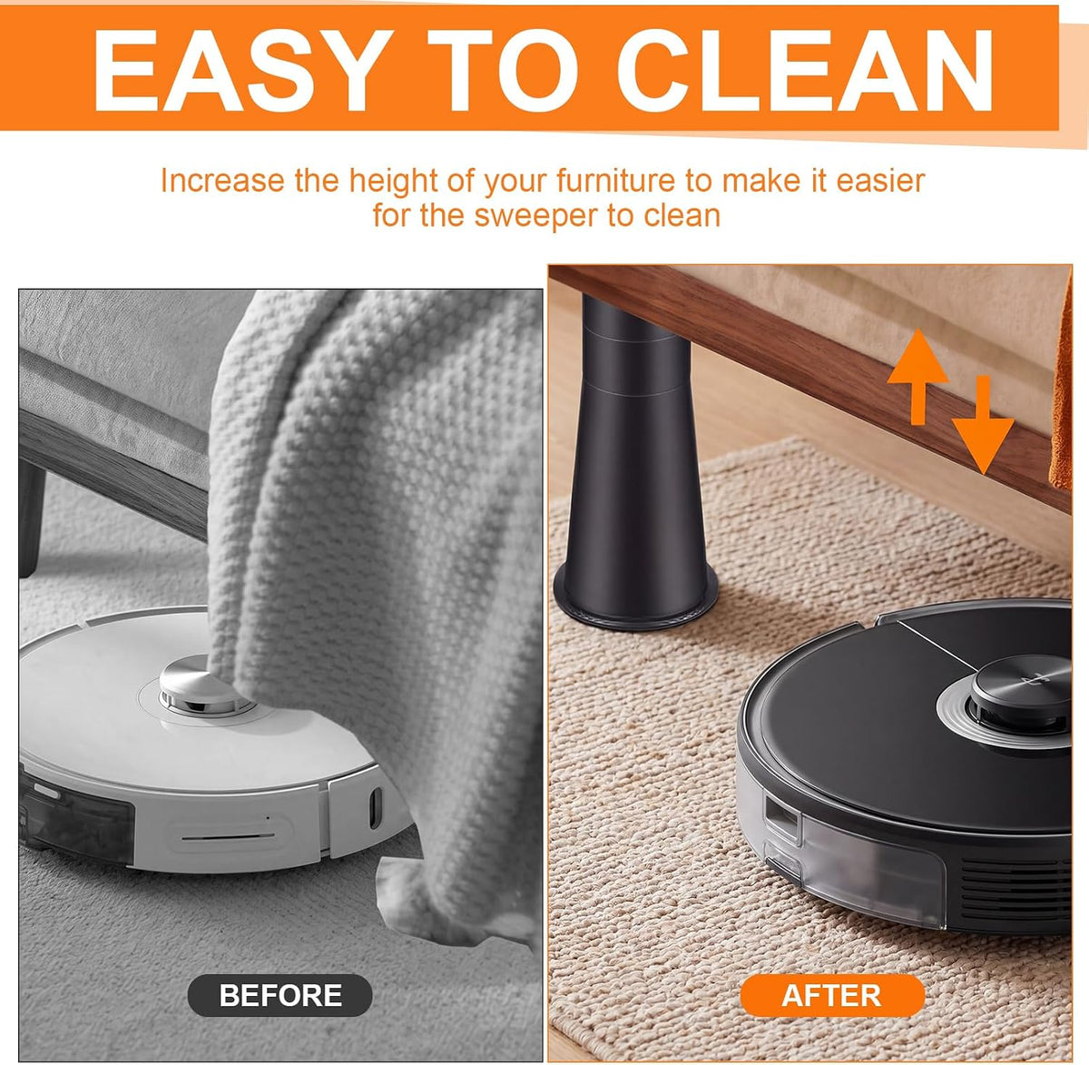 Heavy Duty Bed Risers – Adjustable Furniture Risers for Beds, Sofas, Tables, and Chairs – Supports up to 1500 Lbs(12 Inch,Stackable,Set of 4)