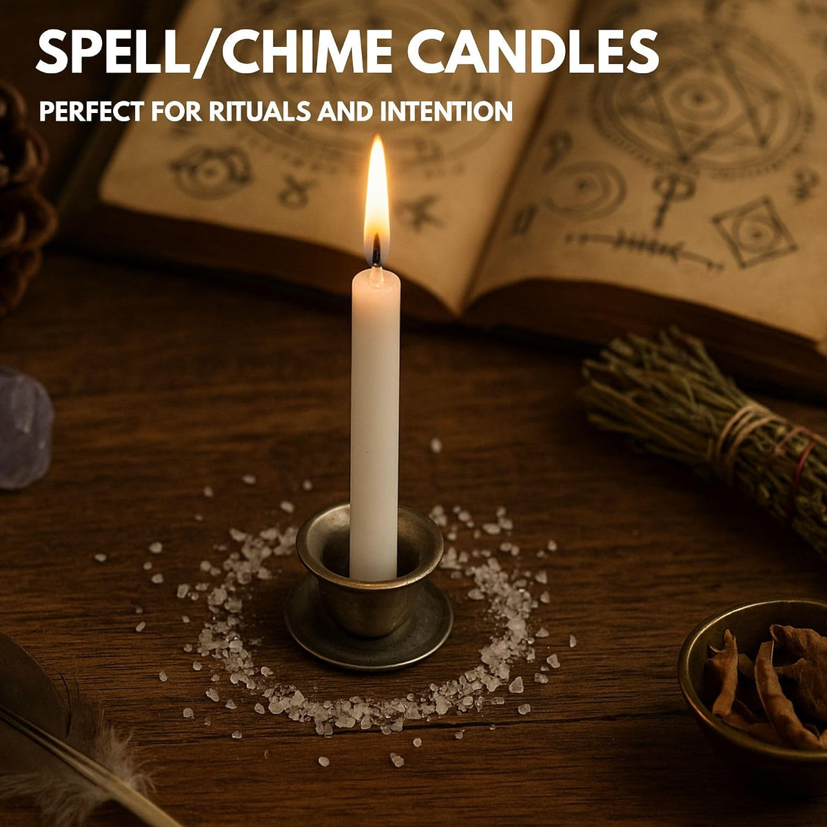 22pc Australian Made White Spell Candles – 4" Unscented Mini Taper Chime Candles for Witchcraft, Rituals, Wiccan Altar, Meditation, Prayer, Spells, Shabbat, Wedding – Ritual Candlesticks
