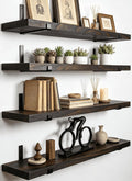 Rustic Wood Floating Shelves Farmhouse Wooden Wall Shelves for Bathroom Bedroom Living Room Kitchen Office Set of 4 Brown 24 Inch