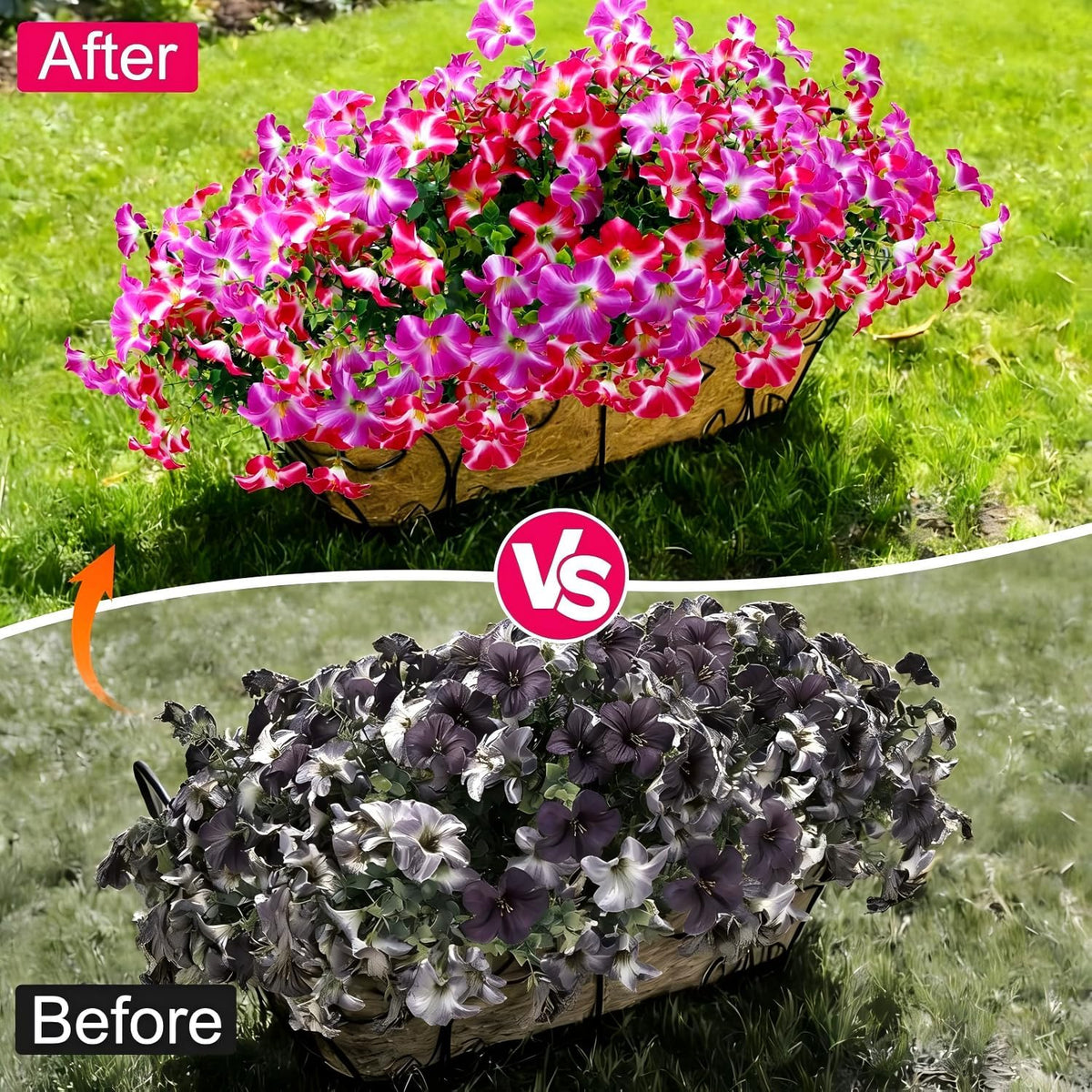 Artificial Petunia Flowers Outdoor, 8 Bundles UV Resistant Faux Plants