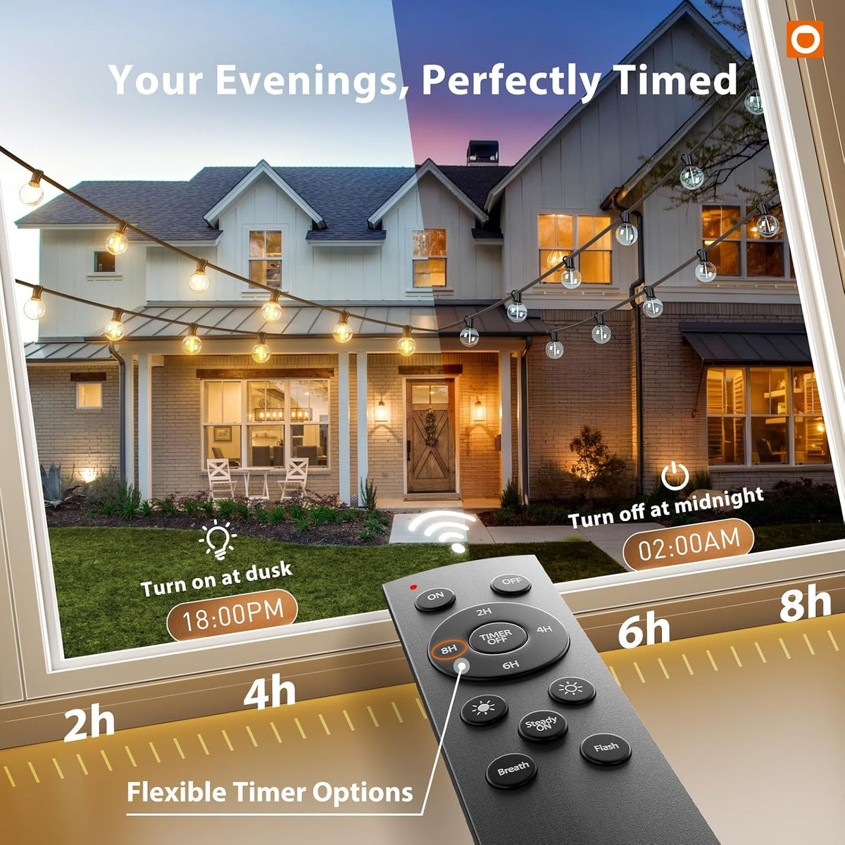 addlon Outdoor String Lights 200FT G40 with Remote 108 LED Waterproof Bulbs