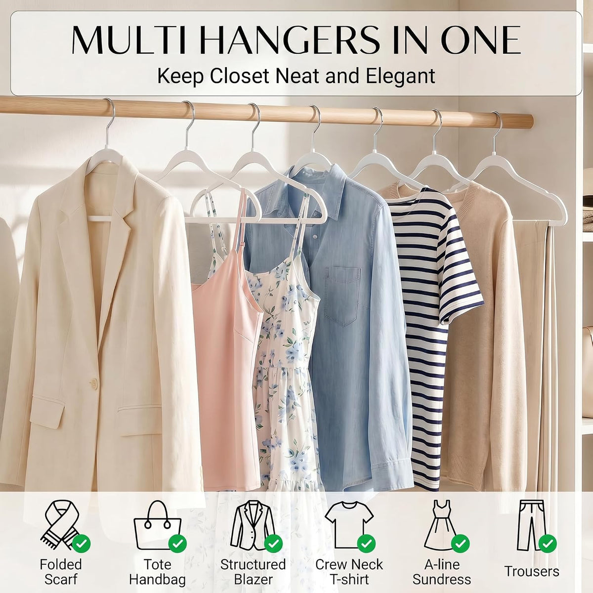 SMARTOR Plastic Hangers 20 Pack - Thin Hangers for Space Saving - White