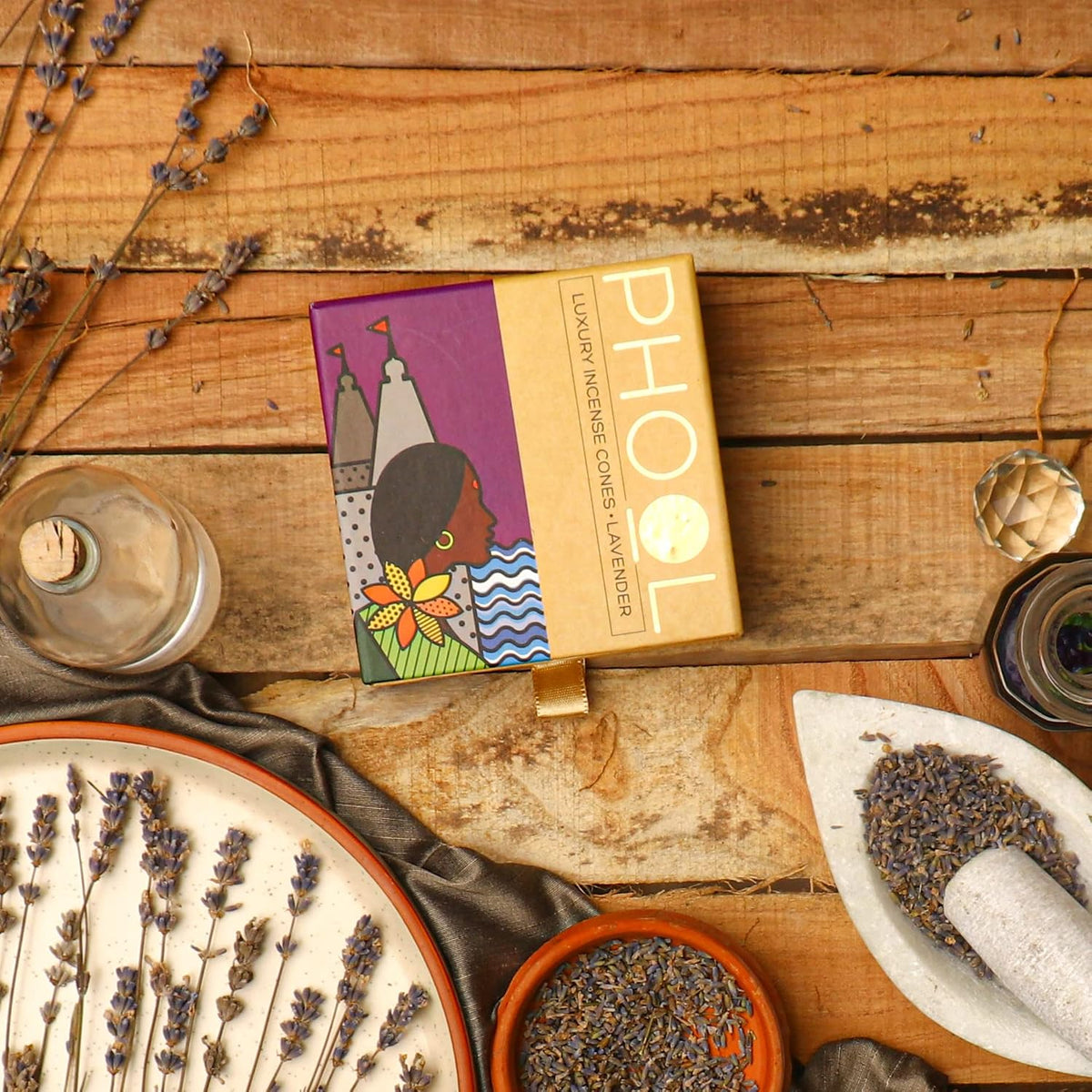 PHOOL LUXURY INCENSE Natural Incense Cones (Bundle Pack of 4) I Special Pack Floral Fragrances - Indian Rose, Tuberose, Lavender, Nagchampa I Organic Dhoop Cones I Chemical & Charcoal Free