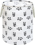 Cute Panda Round Laundry Basket, Foldable Cotton Linen Storage Hamper with Handles, Large Storage Bin for Clothes, Toys, Bedroom, Dorm, Home Decor and Gift Basket