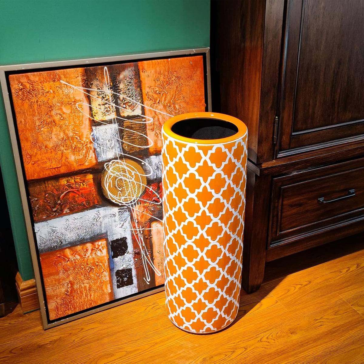 24" H Ceramic Umbrella Stand Contemporary for Entryway Storing Canes