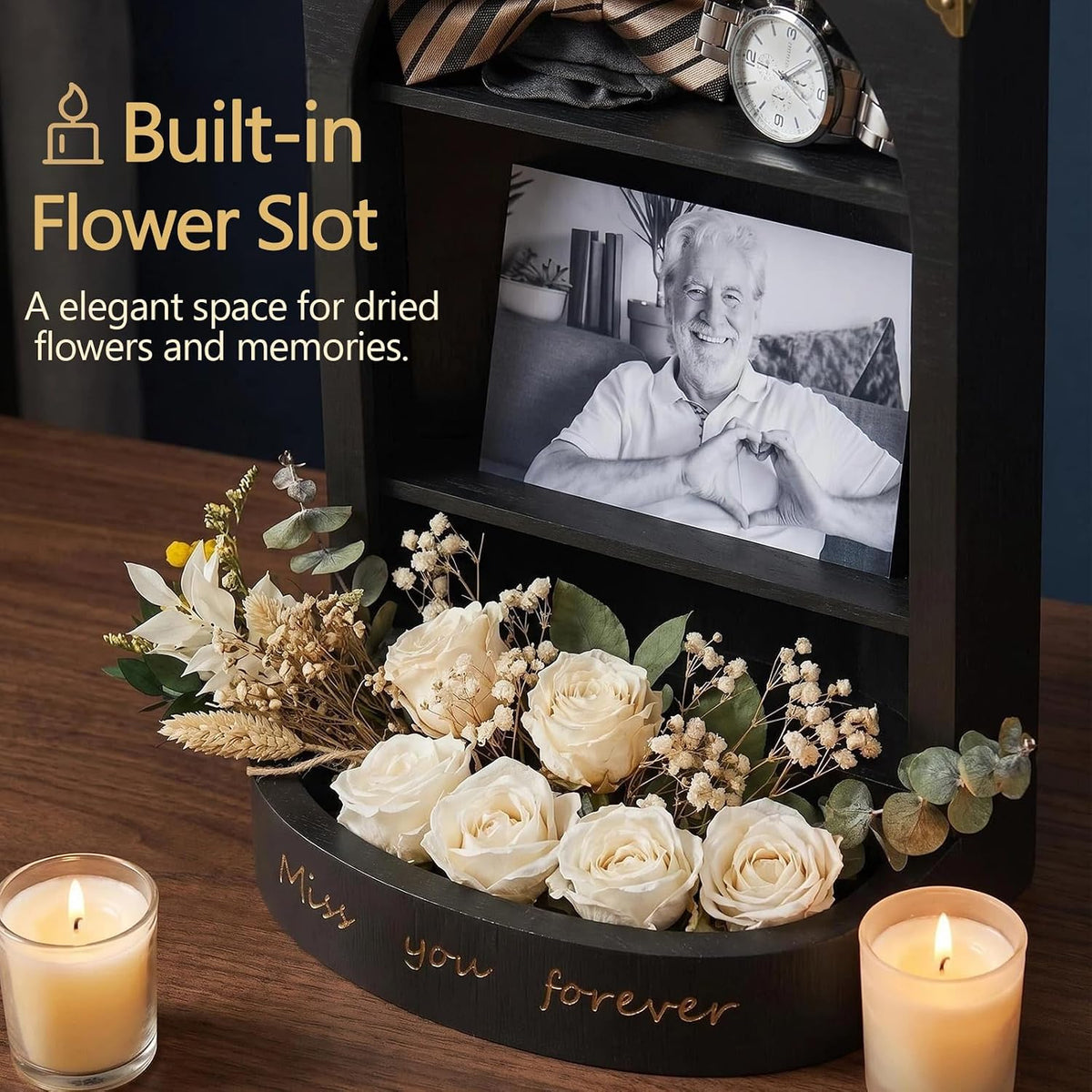 DGWJSU Sympathy Gifts, Keepsake Box, Shadow Boxes Display Cases, Black