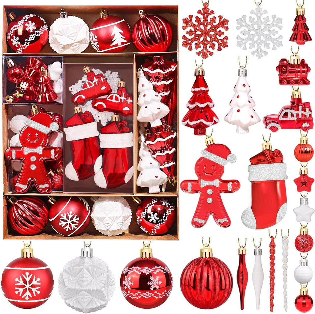 FestiveBliss Christmas Ornaments 71 Count, Christmas Balls