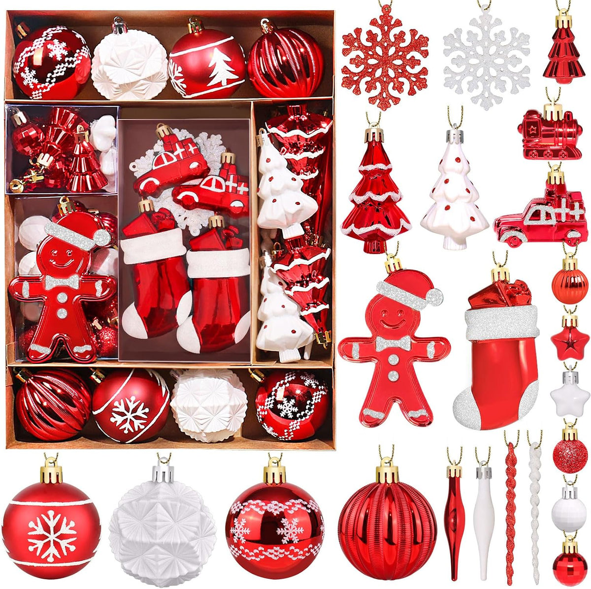 FestiveBliss Christmas Ornaments 71 Count, Christmas Balls