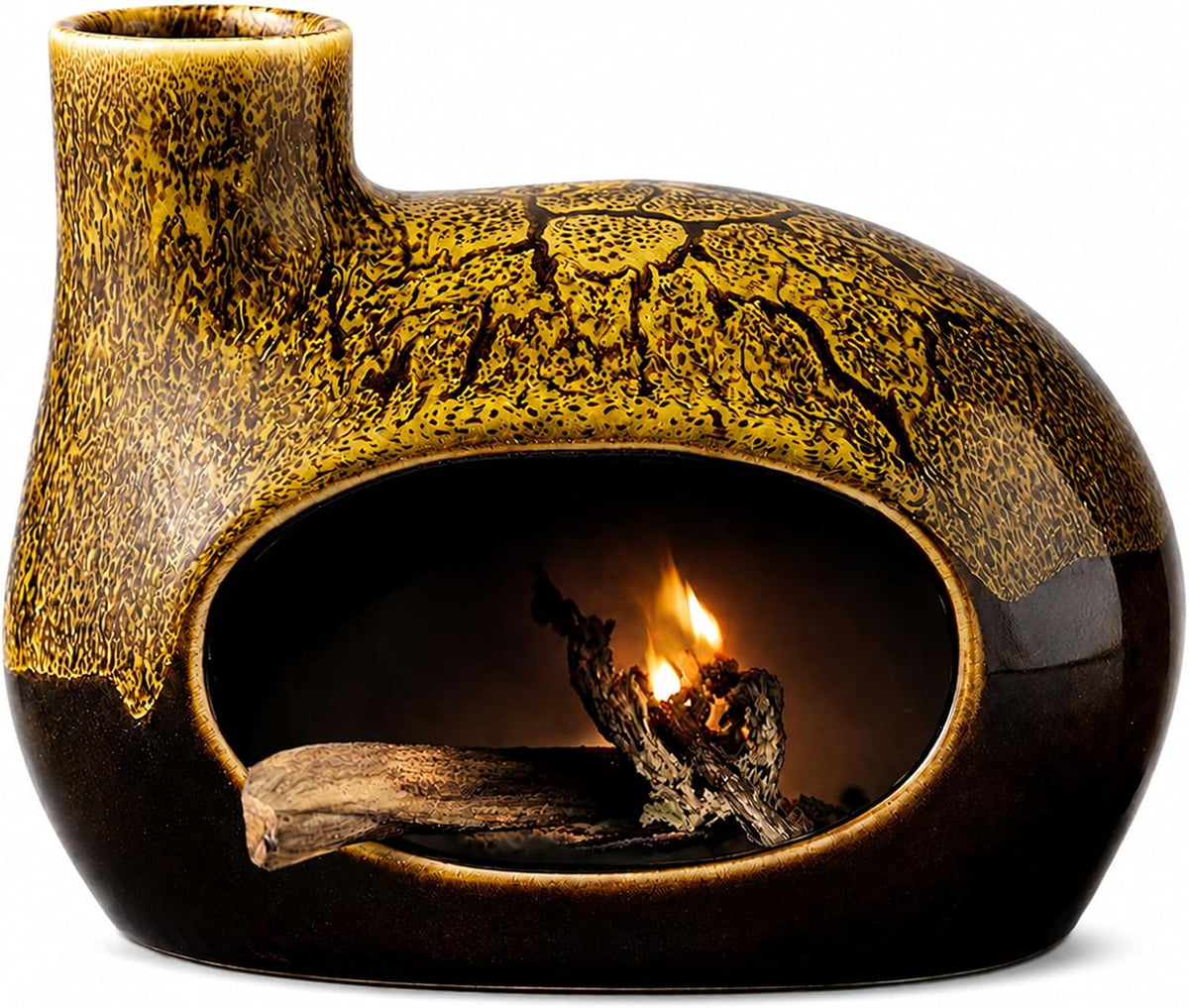 Handcrafted Ceramic Palo Santo Holder – Artistic Incense Burner for Meditation, Mindfulness and Zen Home Decor – Wabi-Sabi Style Cone Sculpture, Gift for Yoga, Relaxation & Aromatherapy (Yellow)