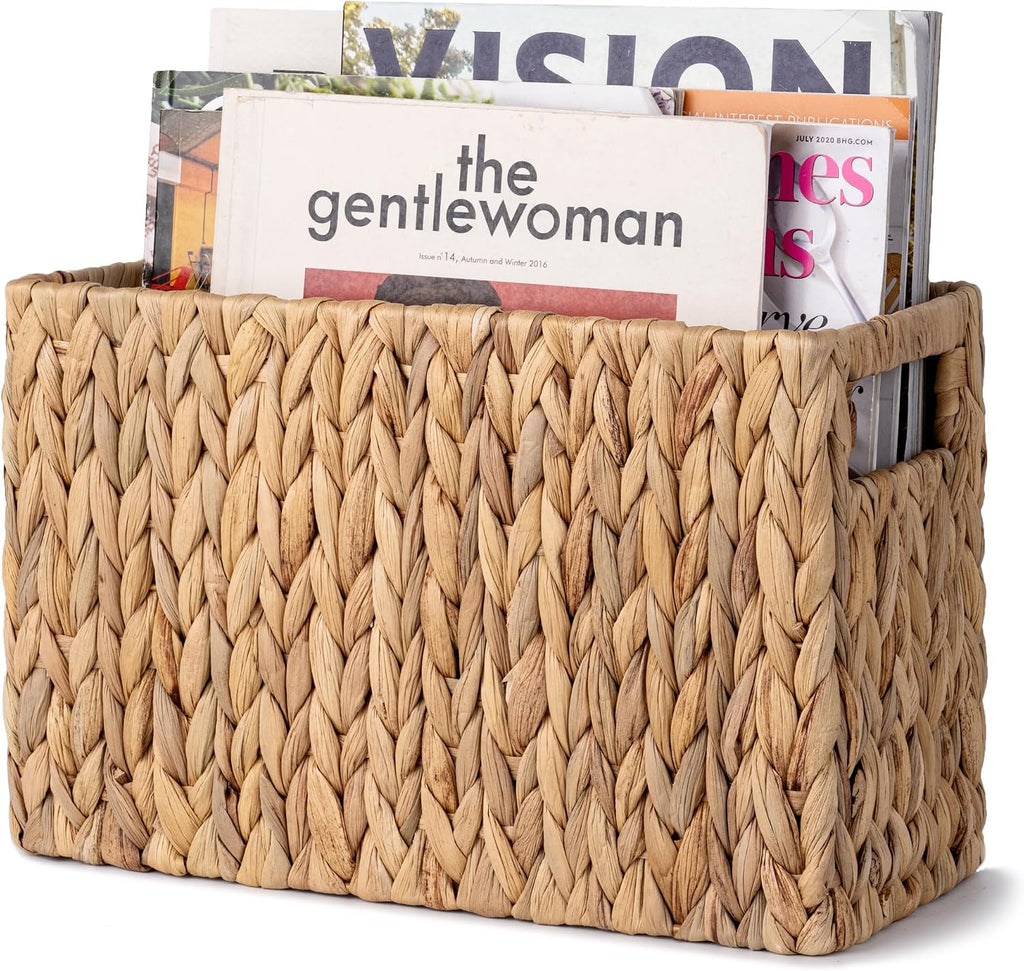 Storageworks Magazine Basket, Wicker Magazine Holder, Book Basket,Meidum