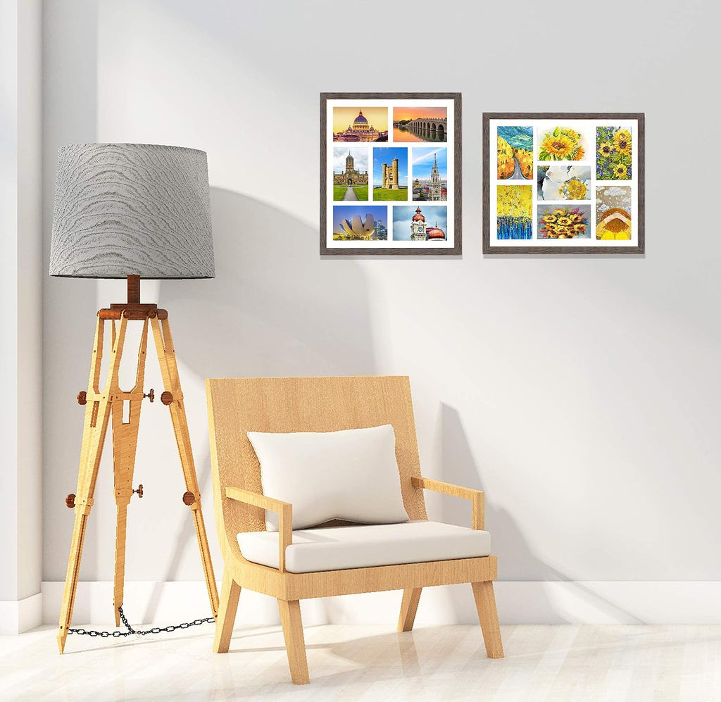 Golden State Art 7 Openings for 4x6 Collage Picture Frame,Solid Wood/Glass